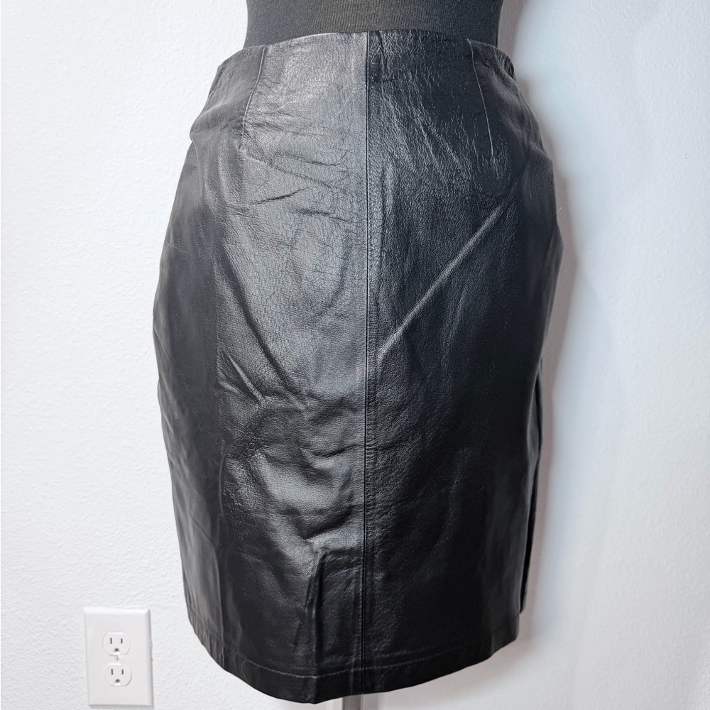Tower Hill Black Leather Mini Skirt Size 6 Y2K